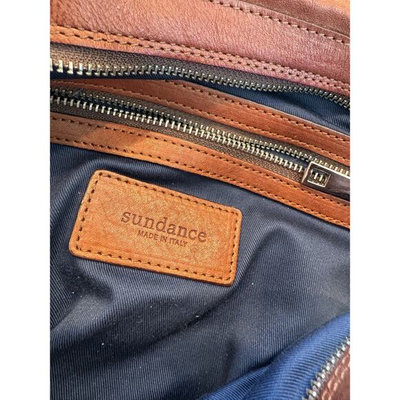 Sundance Genuine Leather Brown Tote Shoulder Satchel Hobo Handbag Boho Chic - Picture 2 of 12